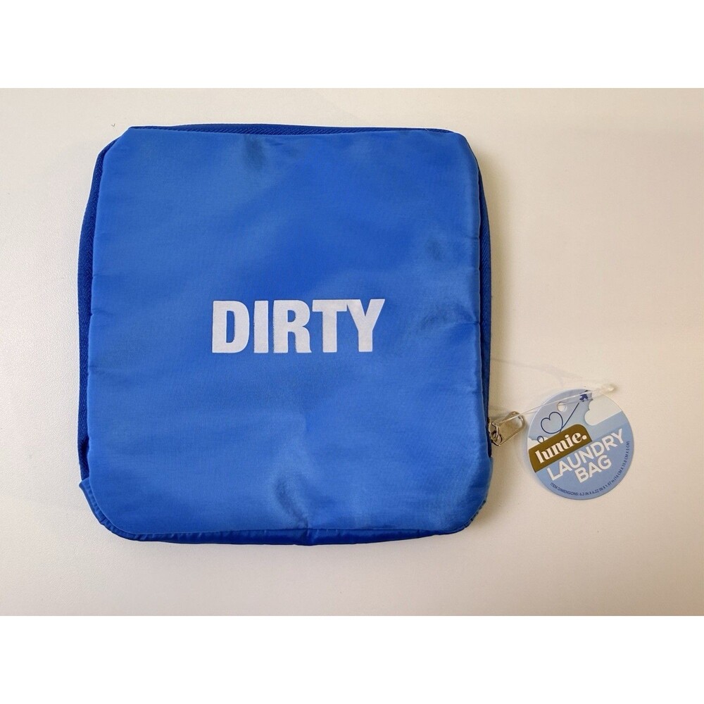 New Lumie “Dirty” Blue Laundry Bag Foldable Lightweight Travel Clothes Linens